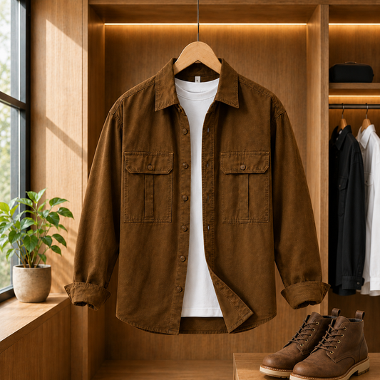 TEXTURED UTILITY OVERSHIRT