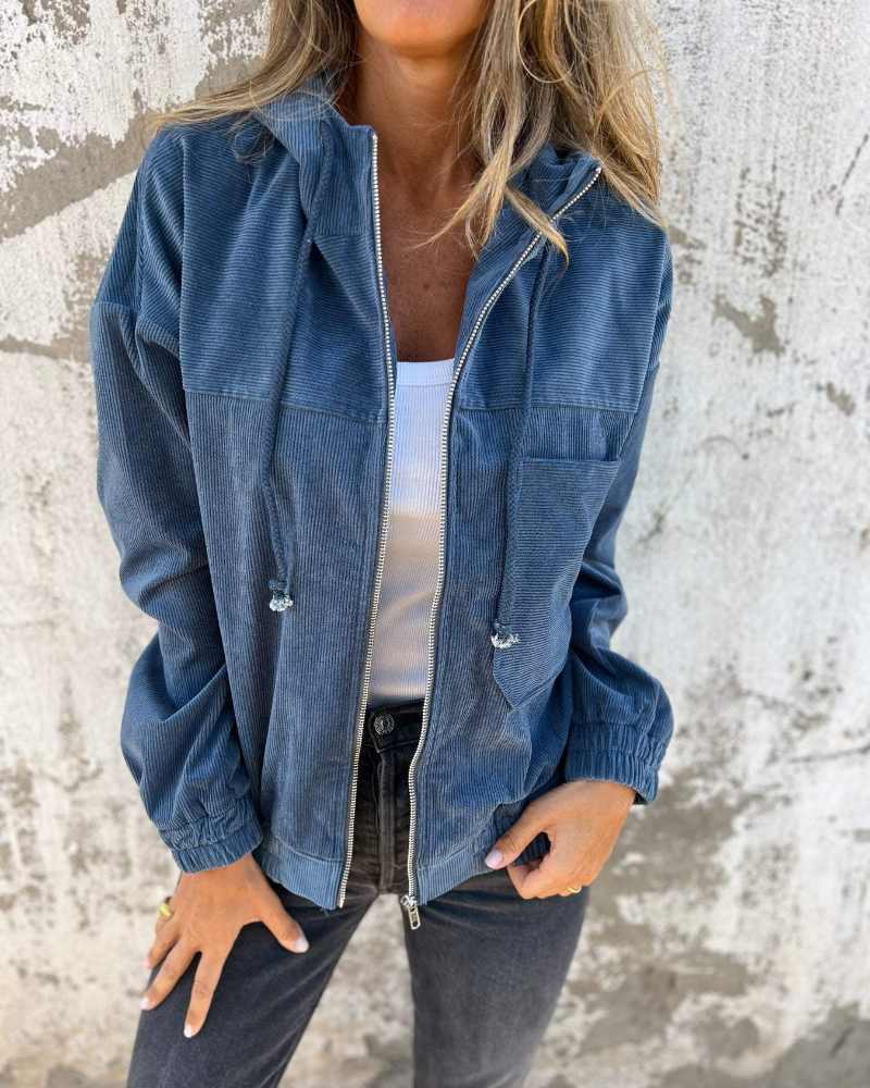 Ella | Cord Hooded Jacket with Zipper