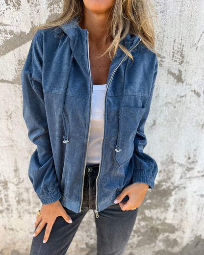 Ella | Cord Hooded Jacket with Zipper