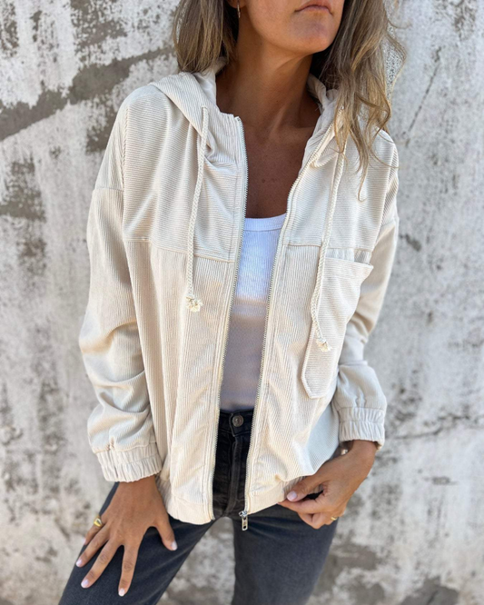 Ella | Cord Hooded Jacket with Zipper