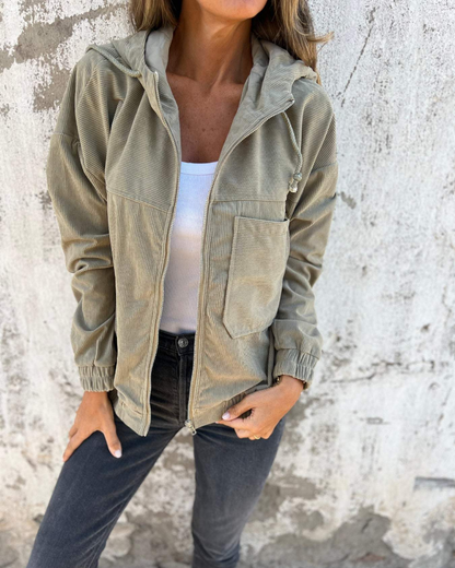 Ella | Cord Hooded Jacket with Zipper