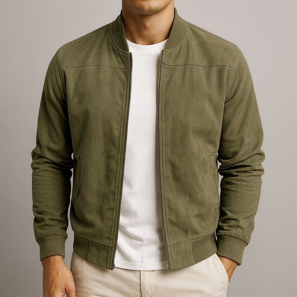 Laamin – Classic Suede Bomber Jacket