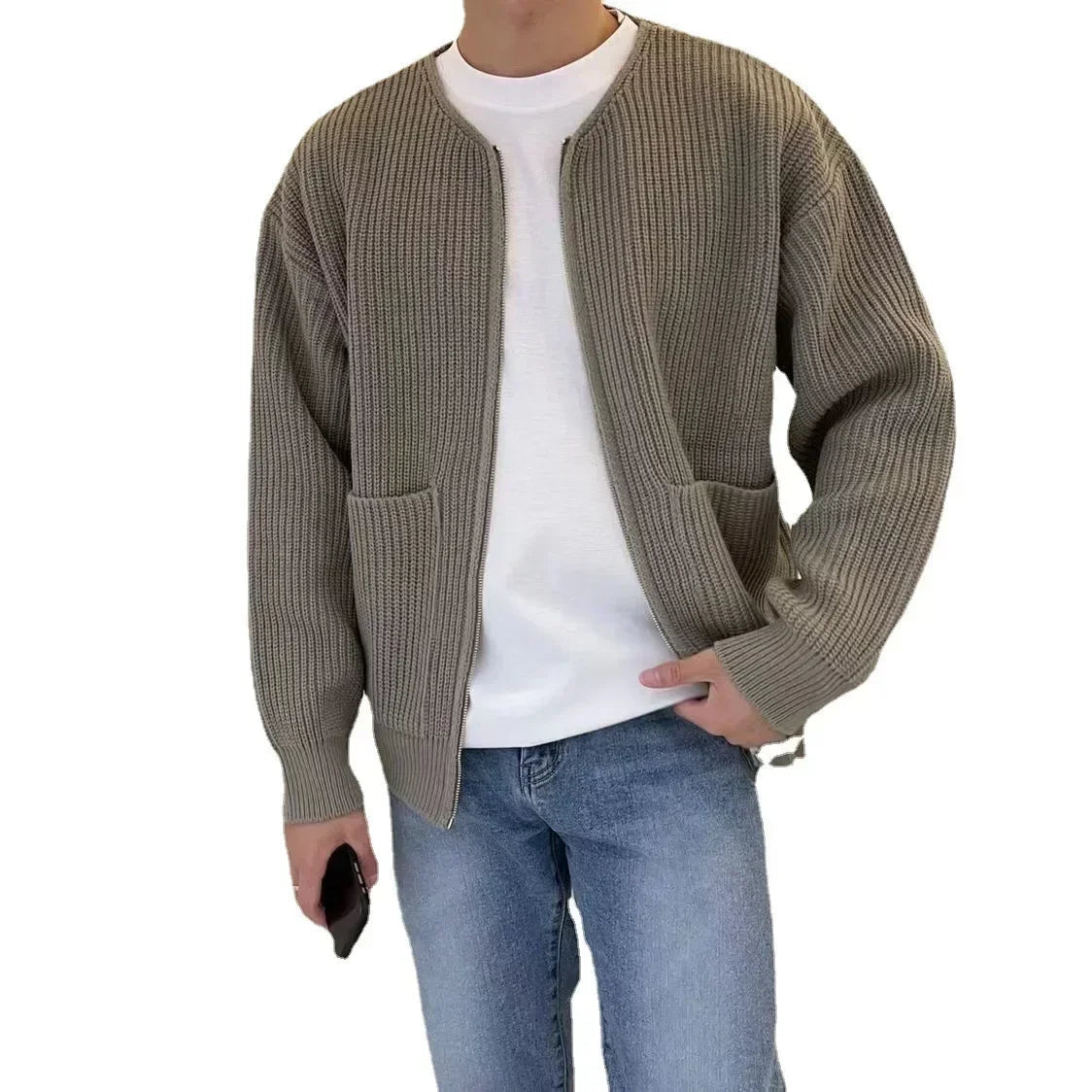 CHARLES Knitted Zip-up Cardigan