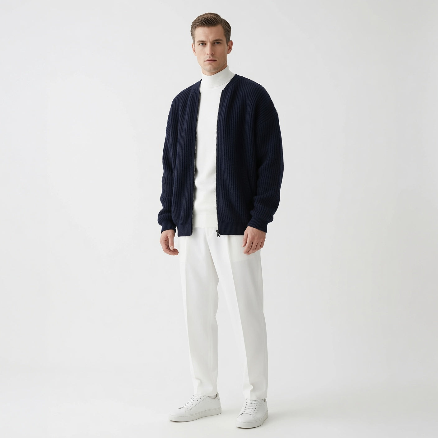 CHARLES Knitted Zip-up Cardigan