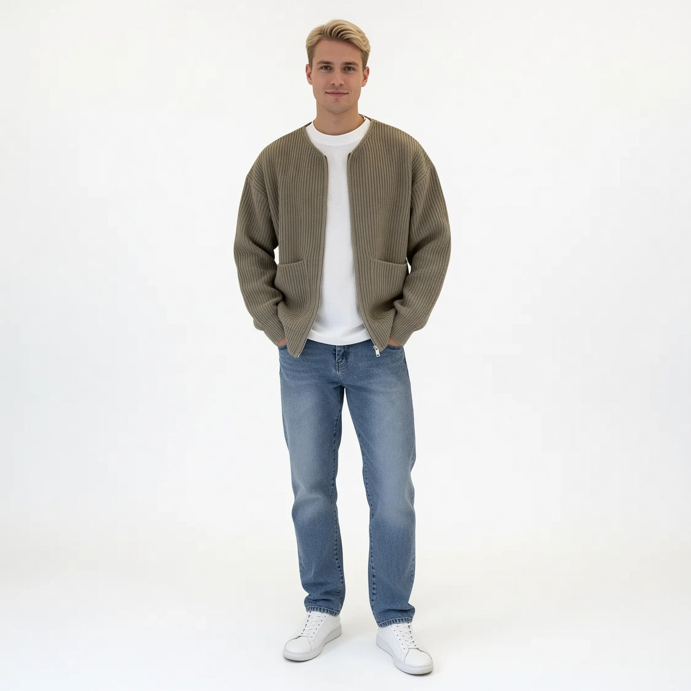 CHARLES Knitted Zip-up Cardigan