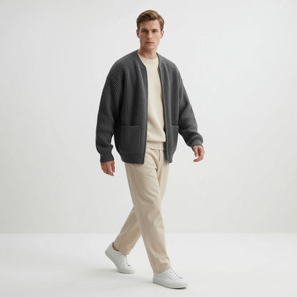CHARLES Knitted Zip-up Cardigan