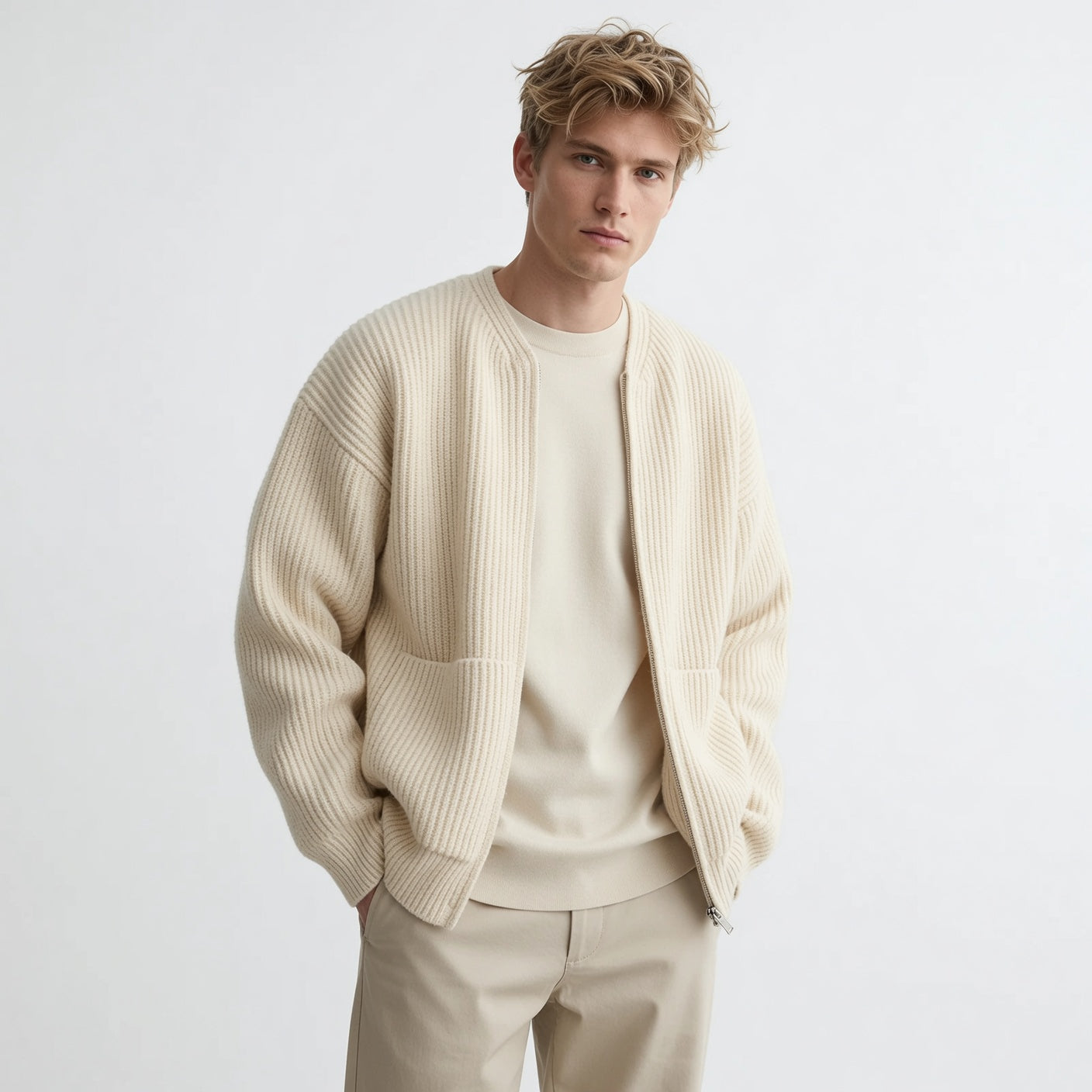 CHARLES Knitted Zip-up Cardigan