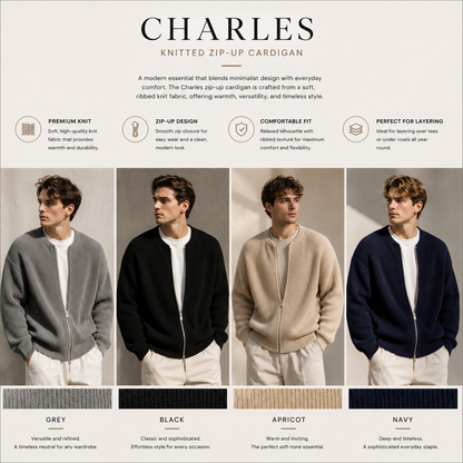 CHARLES Knitted Zip-up Cardigan