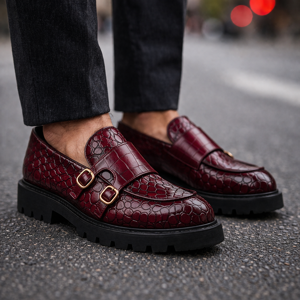 Moretti Leather Croc Loafers