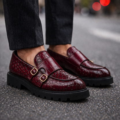 Moretti Leather Croc Loafers