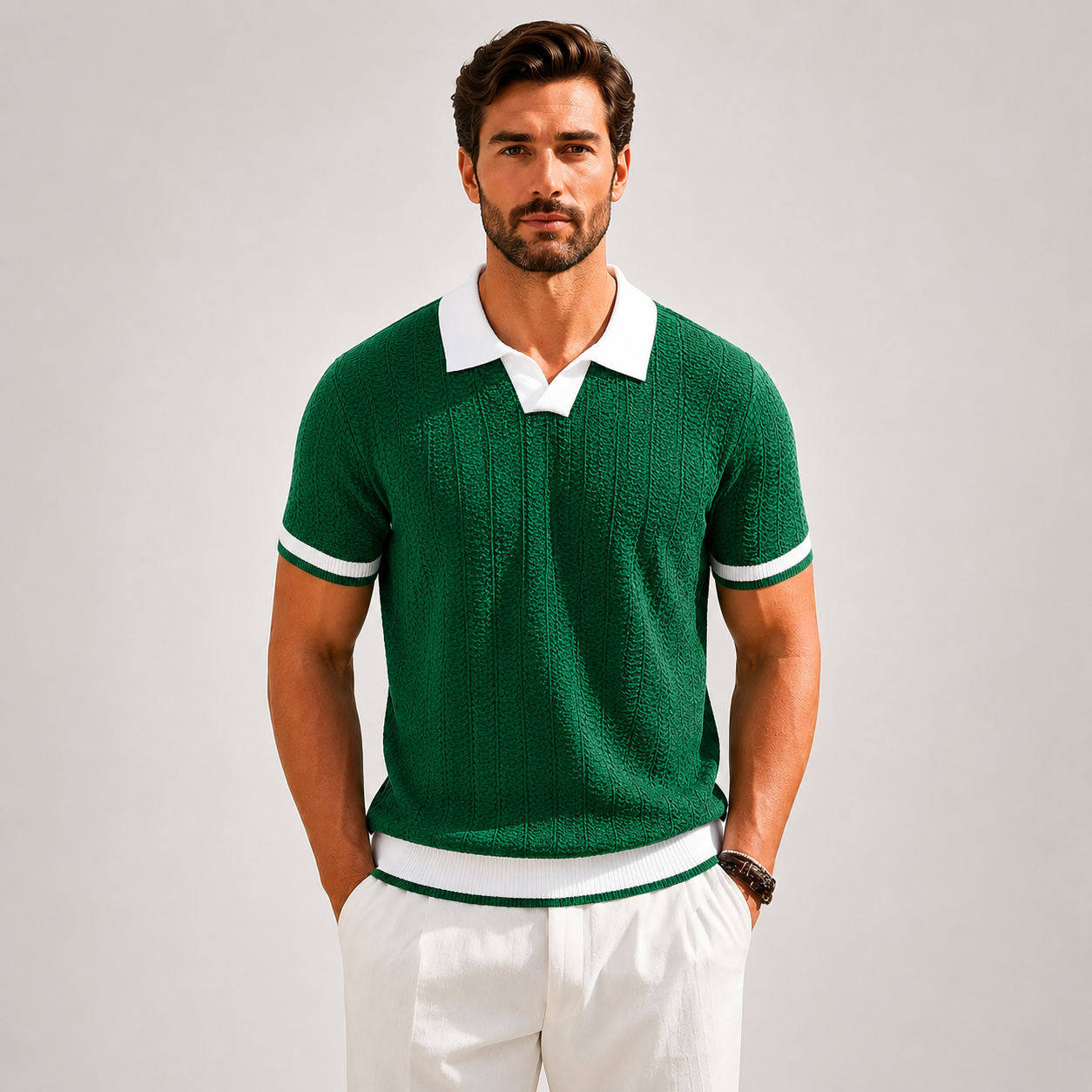 Stefano Textured Knit Polo