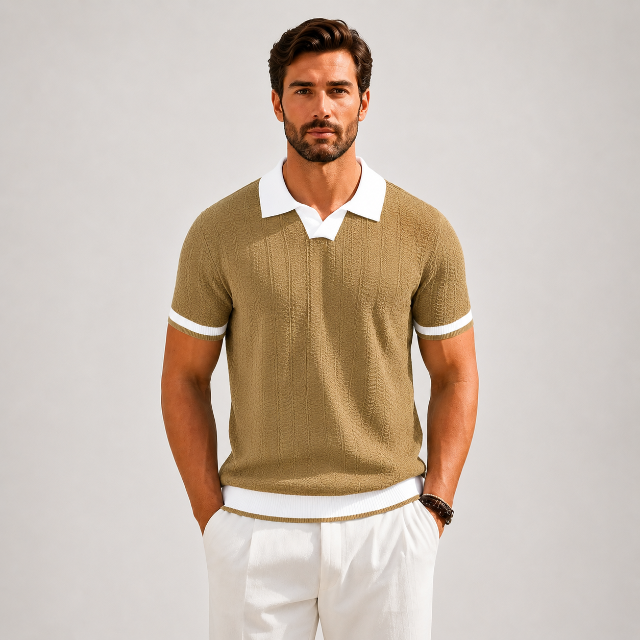 Stefano Textured Knit Polo