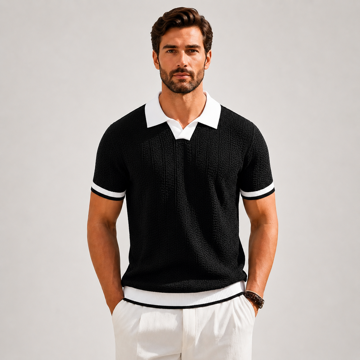 Stefano Textured Knit Polo