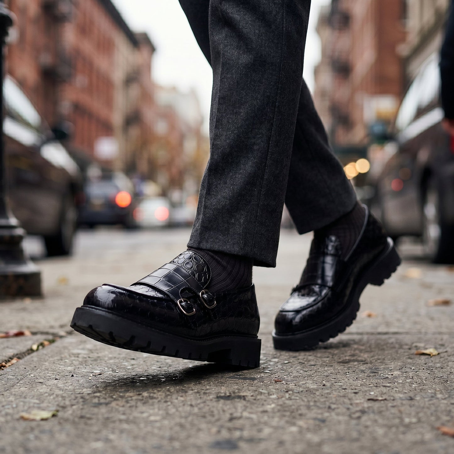 Moretti Leather Croc Loafers