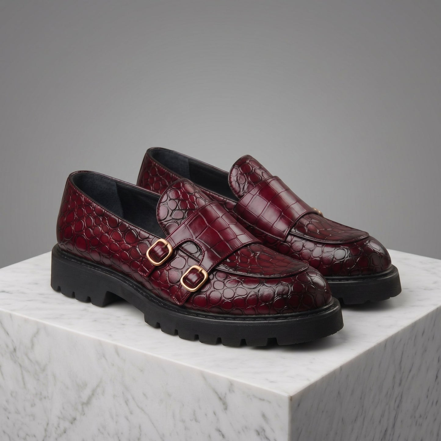 Moretti Leather Croc Loafers