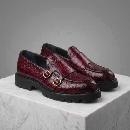 Moretti Leather Croc Loafers