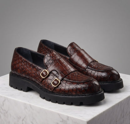 Moretti Leather Croc Loafers