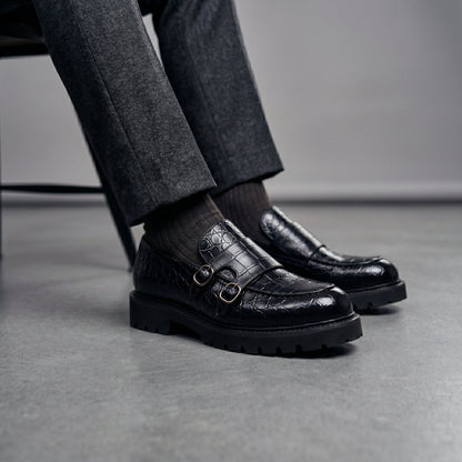 Moretti Leather Croc Loafers