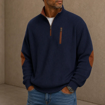 Quarter-Zip Ribbed Pullover