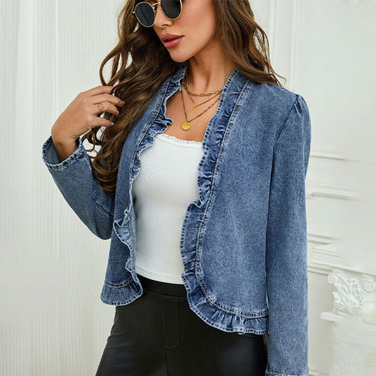 Ruffle Denim Jacket