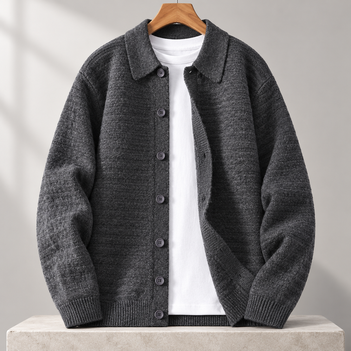 Cesare Waffle-Knit Cardigan