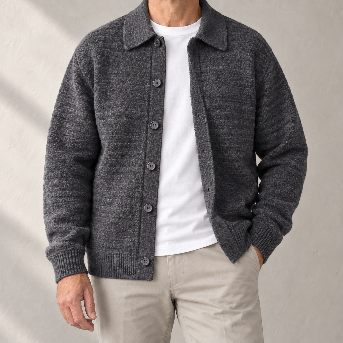 Cesare Waffle-Knit Cardigan