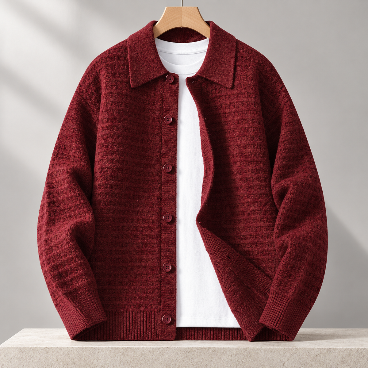 Cesare Waffle-Knit Cardigan