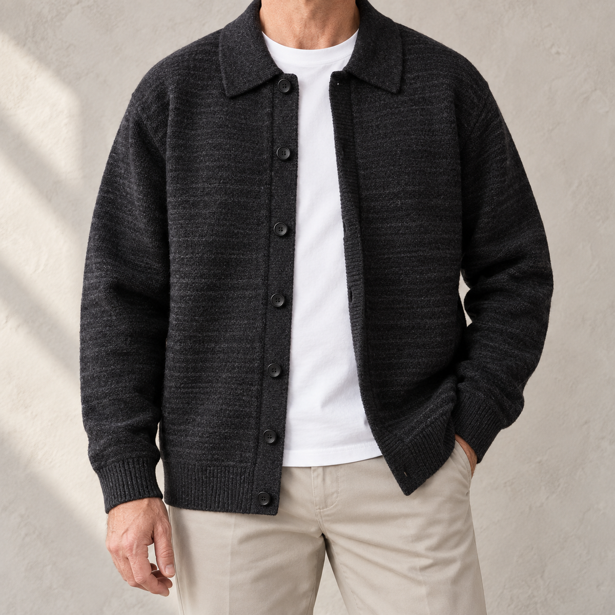 Cesare Waffle-Knit Cardigan