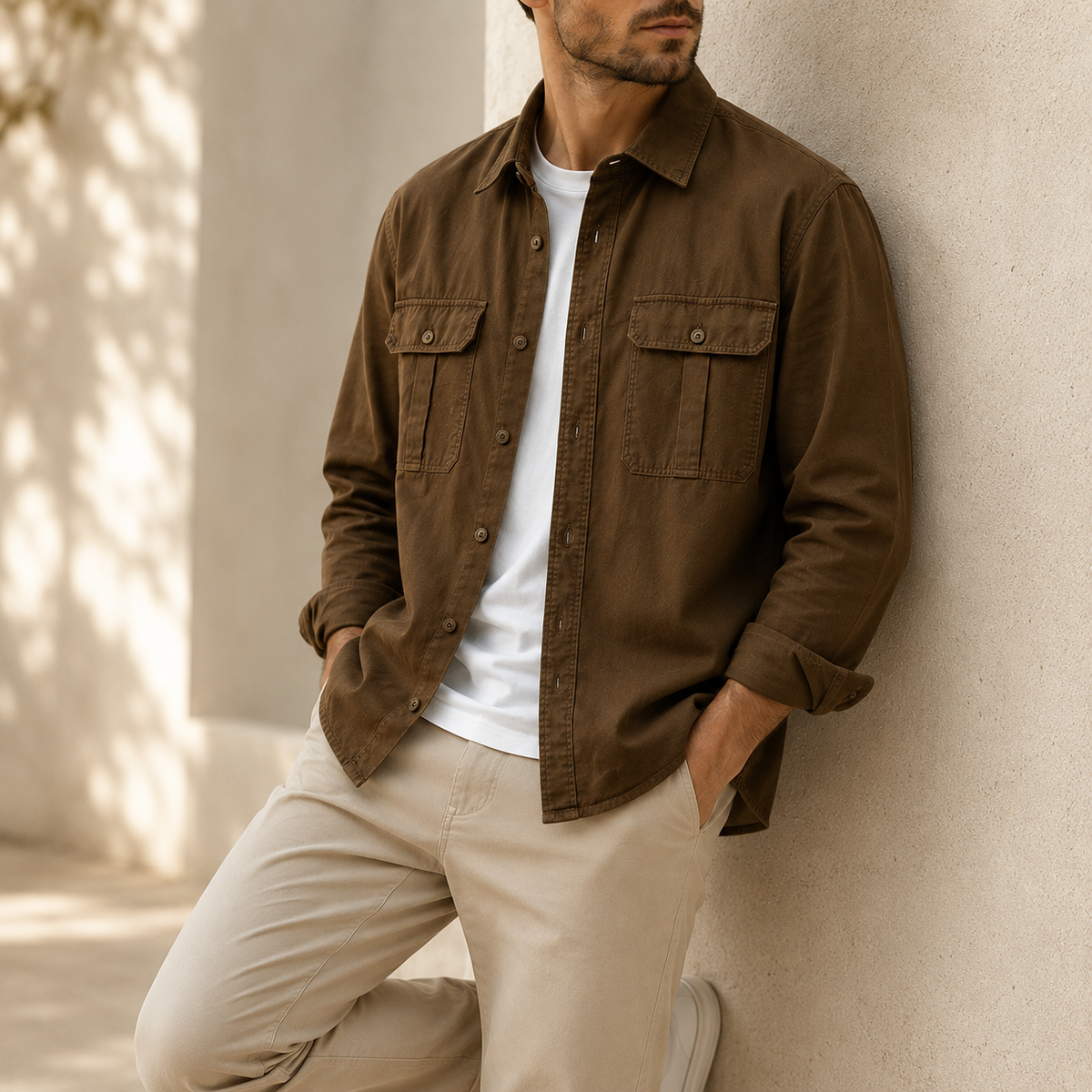 TEXTURED UTILITY OVERSHIRT