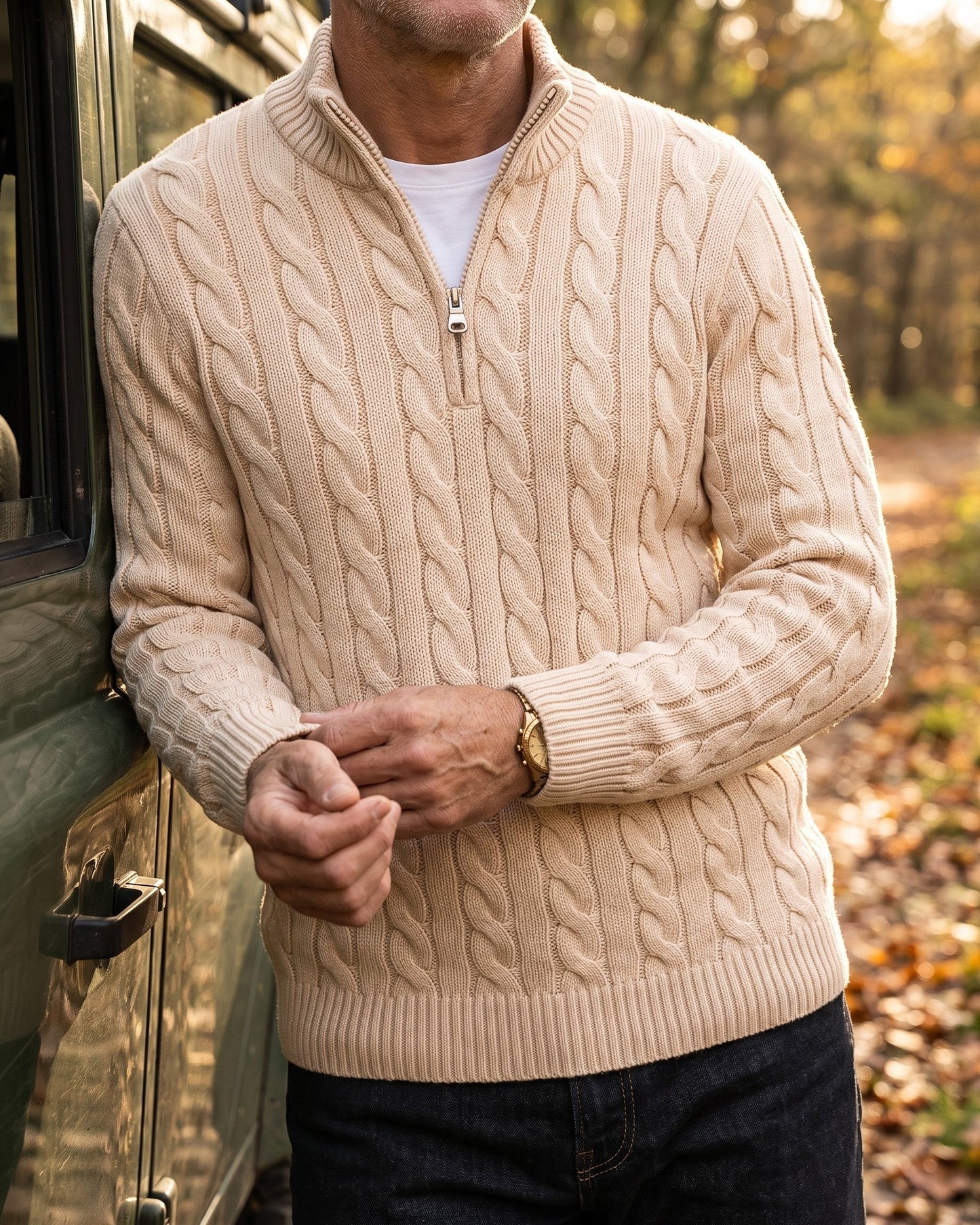 Vicente Cable Knit Quarter-Zip Sweater