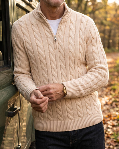 Vicente Cable Knit Quarter-Zip Sweater