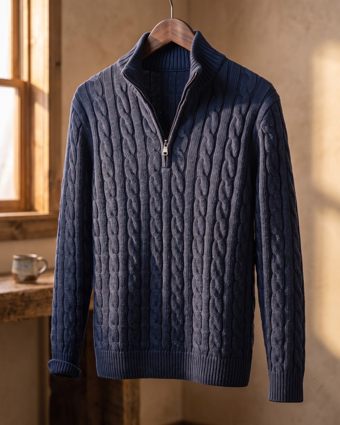 Vicente Cable Knit Quarter-Zip Sweater