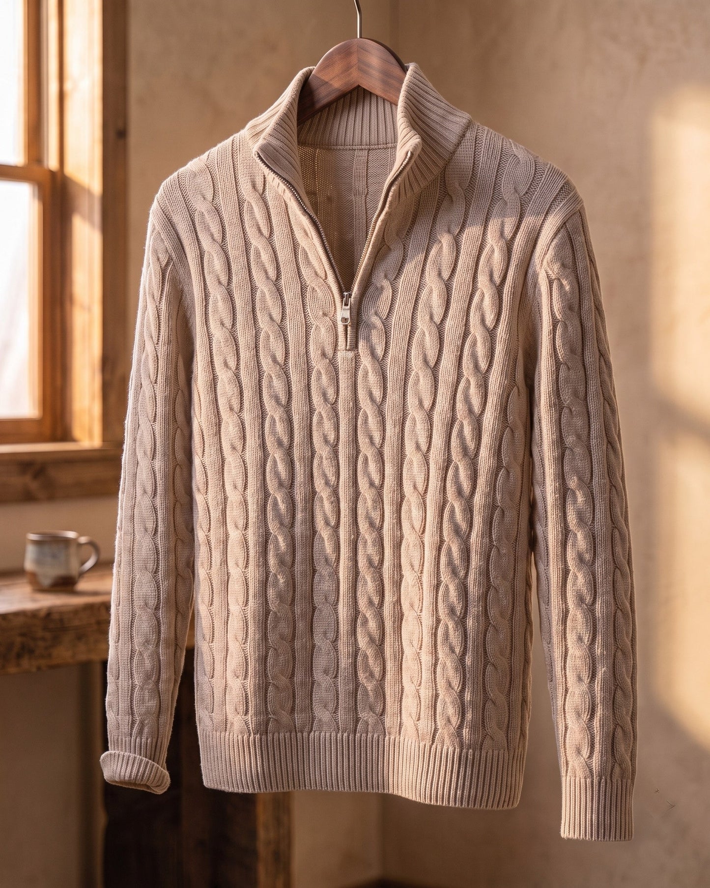 Vicente Cable Knit Quarter-Zip Sweater