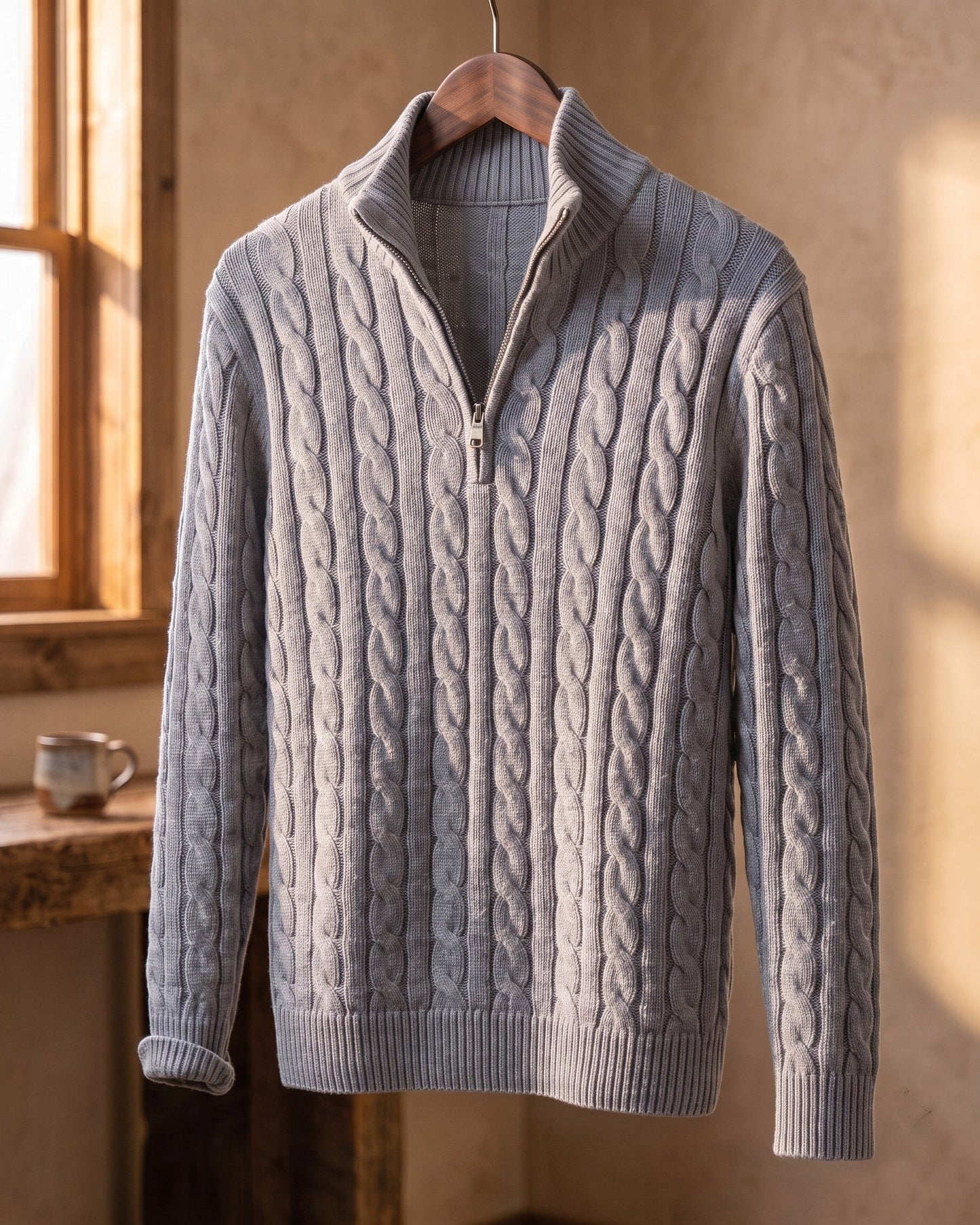 Vicente Cable Knit Quarter-Zip Sweater