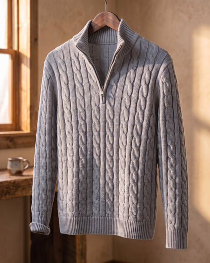 Vicente Cable Knit Quarter-Zip Sweater
