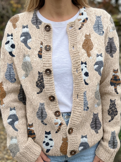 Brayley - The Cat Print Cardigan