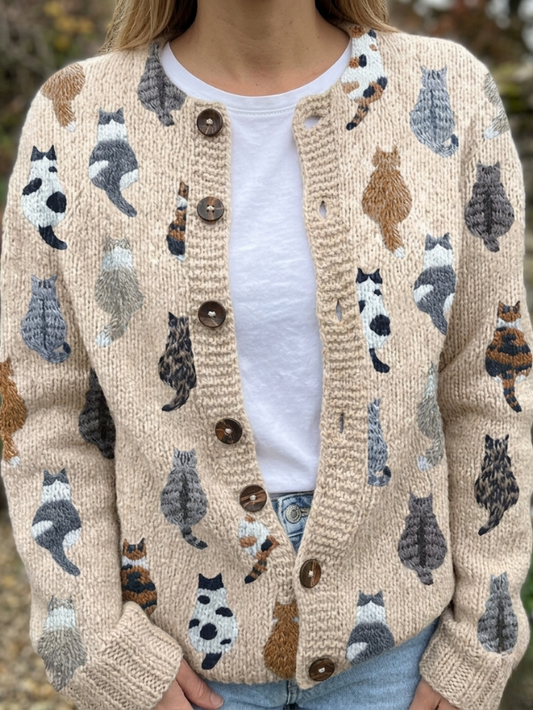 Brayley - The Cat Print Cardigan